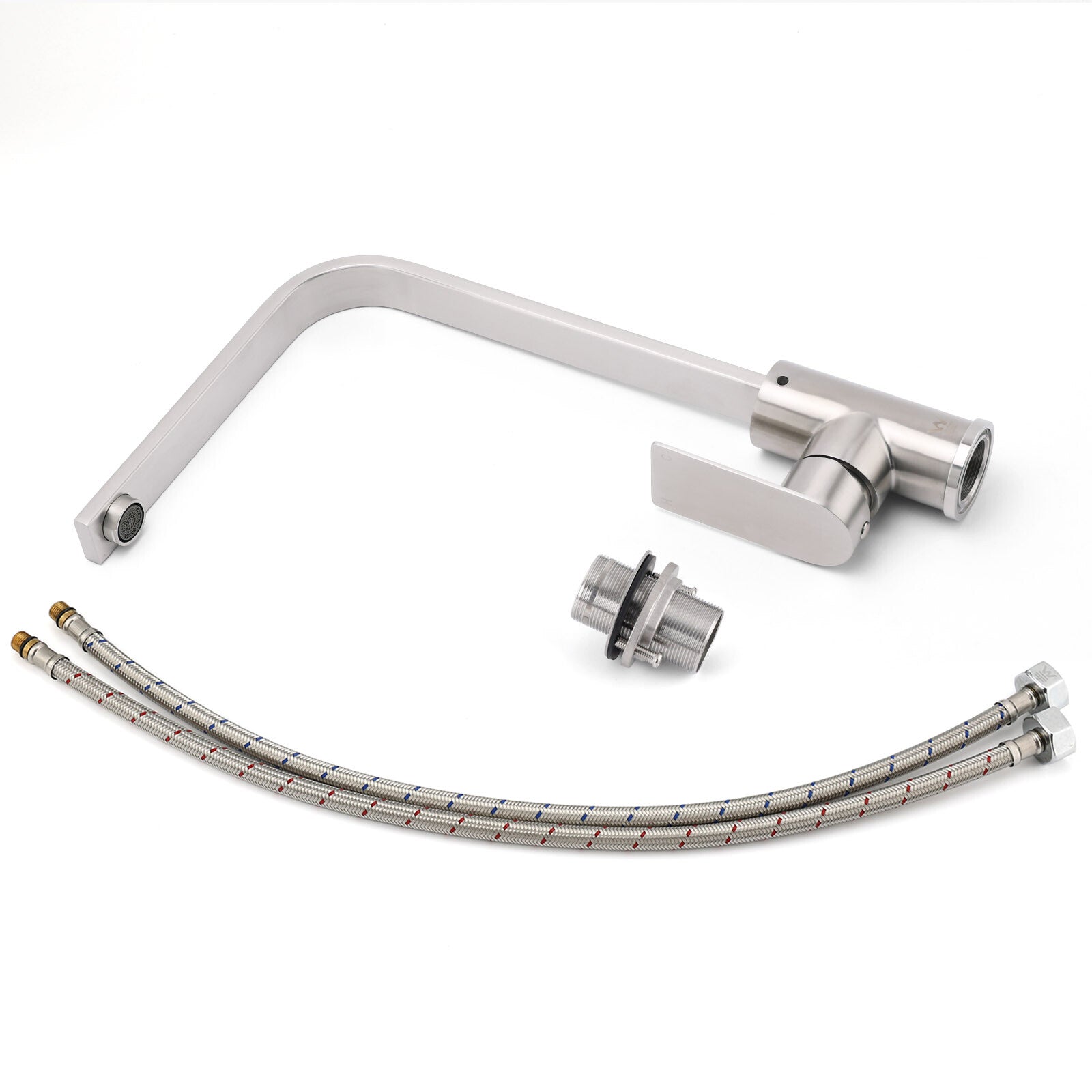 WELS Brushed Nickel Square Kitchen Sink Laundry Mixer 360º Swivel Faucet Tapware
