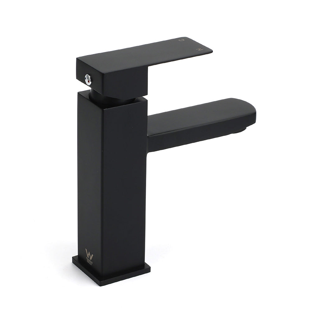 Shower Heads & Screens: WELS Classic Square Matt Black Basin Mixer Vanity Laundry Sink Faucet Tap Outlet