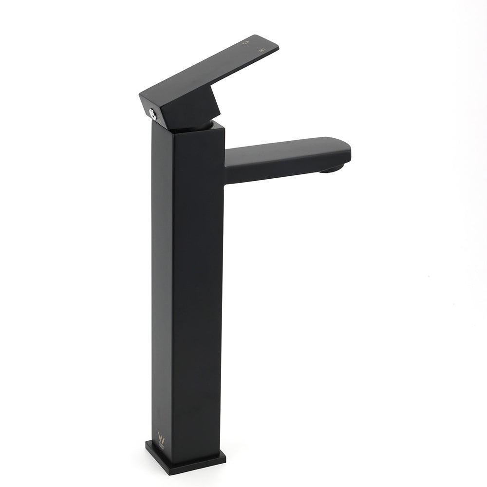 Matt Black Tall Square Basin Mixer Vanity Laundry Counter Sink Faucet Tap Outlet