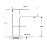 Brushed Gold 165mm Square Basin Mixer Faucet Hot Cold Tap Kitchen Laundry Vanity