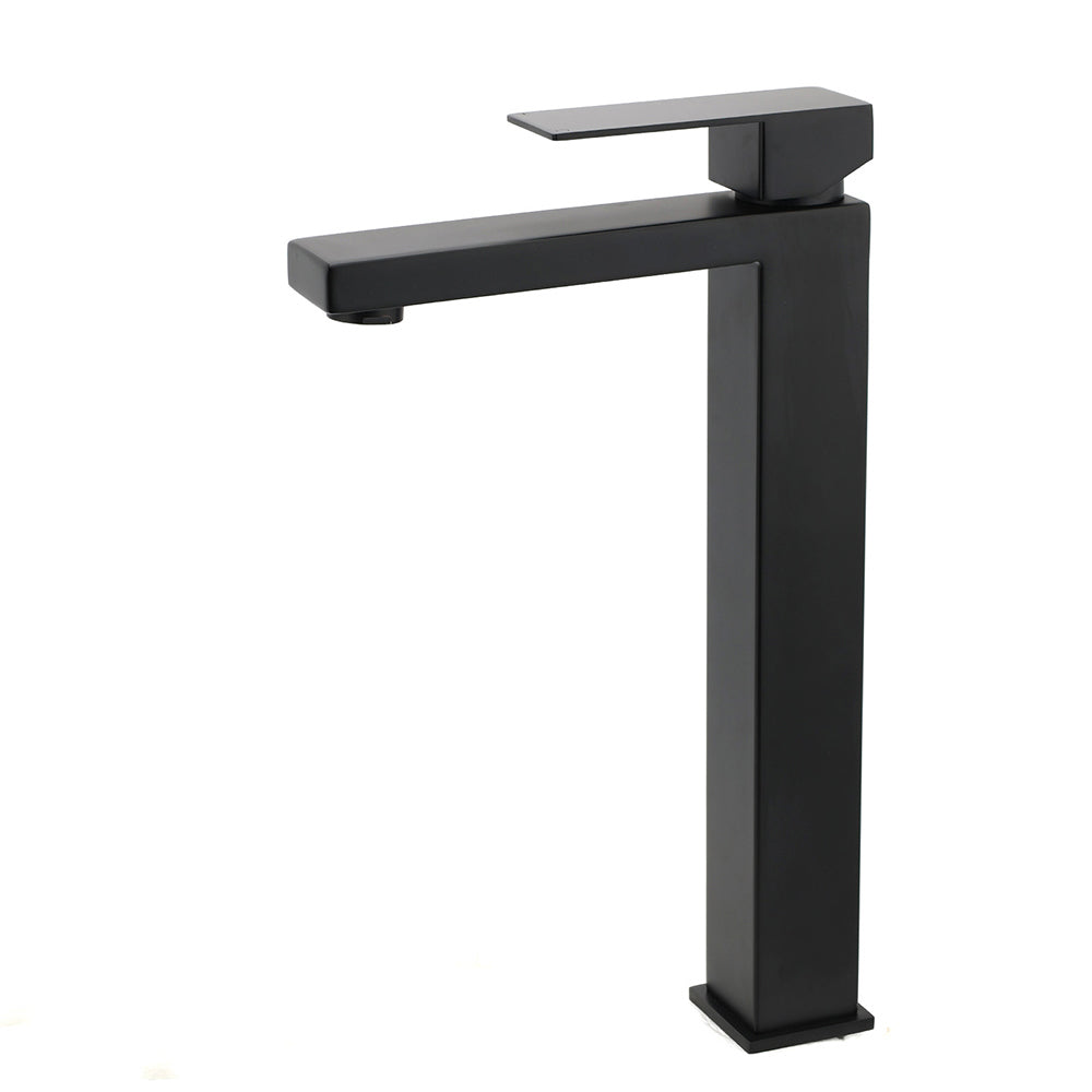 Shower Heads & Screens: Matt Black Stainless Steel Square Tall Basin Mixer Sink Tap High Vanity Spout