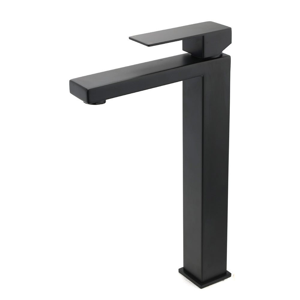 Shower Heads & Screens: Matt Black Stainless Steel Square Tall Basin Mixer Sink Tap High Vanity Spout