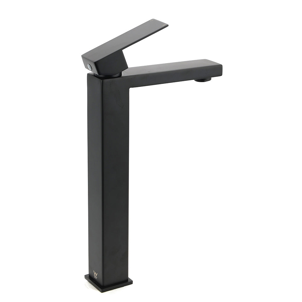 Shower Heads & Screens: Matt Black Stainless Steel Square Tall Basin Mixer Sink Tap High Vanity Spout