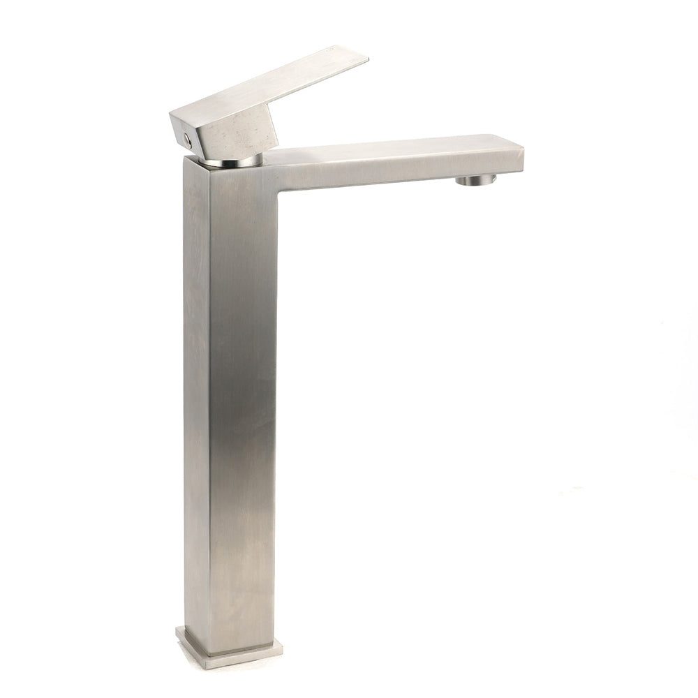 WELS Square Tall Basin Vessel Mixer Faucet Tap Kitchen Laundry Brushed Nickel