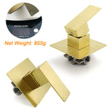 Shower Heads & Screens: Brushed Gold Square Bath Shower Mixer Hot Cold Tap Ceramic Cartridge For Bath Set
