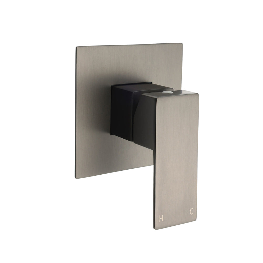 Shower Heads & Screens: Watermark Gun Metal Square Bath Shower Mixer Hot Cold Tap Ceramic Cartridge Valve