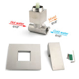 Shower Heads & Screens: Nickel Brushed Square Lead Free Shower Hot Cold Mixer Ceramic Cartridge Spindle