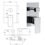 Shower Heads & Screens: Bathroom Square Shower Mixer Diverter Tap Square Chrome For Spout Shower Head