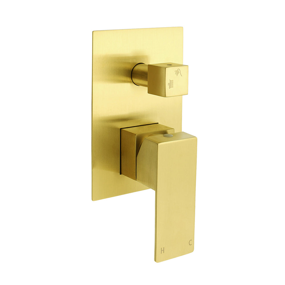 Shower Heads & Screens: Watermark 1/2 Inch Shower Mixer Diverter Brushed Gold Square Stainless Steel Set