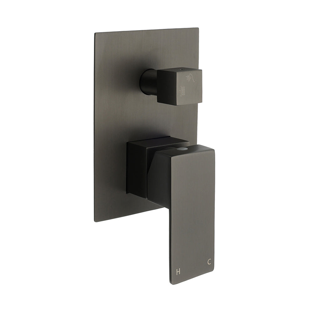Shower Heads & Screens: Gun Metal Square Stainless Steel Bath Shower Mixer 2 Way Switch Diverter Watermark