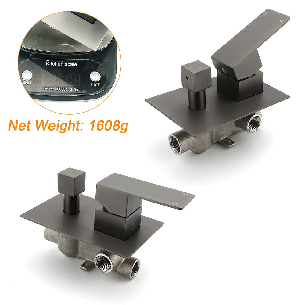 Shower Heads & Screens: Gun Metal Square Stainless Steel Bath Shower Mixer 2 Way Switch Diverter Watermark