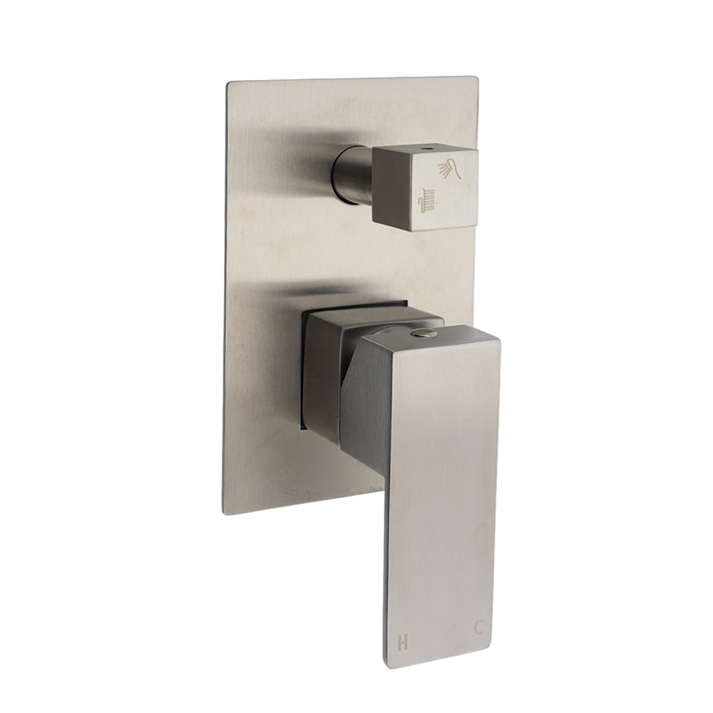 AU Standard 1/2 Inch Shower Mixer Diverter Brushed Nickel Square 2 Way Switch