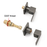 Gun Metal Grey Square 1/4 Quarter Turn Wall Twin Taps For Shower Basin Spout Set
