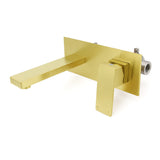 Shower Heads & Screens: Brushed Gold Square Wall Mount Basin Mixer Laundry Vanity Tap Spout Faucet Set