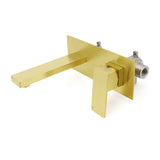 Shower Heads & Screens: Brushed Gold Square Wall Mount Basin Mixer Laundry Vanity Tap Spout Faucet Set