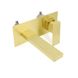 Shower Heads & Screens: Brushed Gold Square Wall Mount Basin Mixer Laundry Vanity Tap Spout Faucet Set