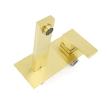Shower Heads & Screens: Brushed Gold Square Wall Mount Basin Mixer Laundry Vanity Tap Spout Faucet Set