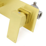 Shower Heads & Screens: Brushed Gold Square Wall Mount Basin Mixer Laundry Vanity Tap Spout Faucet Set