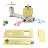 Shower Heads & Screens: Brushed Gold Square Wall Mount Basin Mixer Laundry Vanity Tap Spout Faucet Set