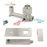 Shower Heads & Screens: Brushed Nickel Square Wall Mount Basin Mixer Laundry Vanity Tap Spout Faucet Set