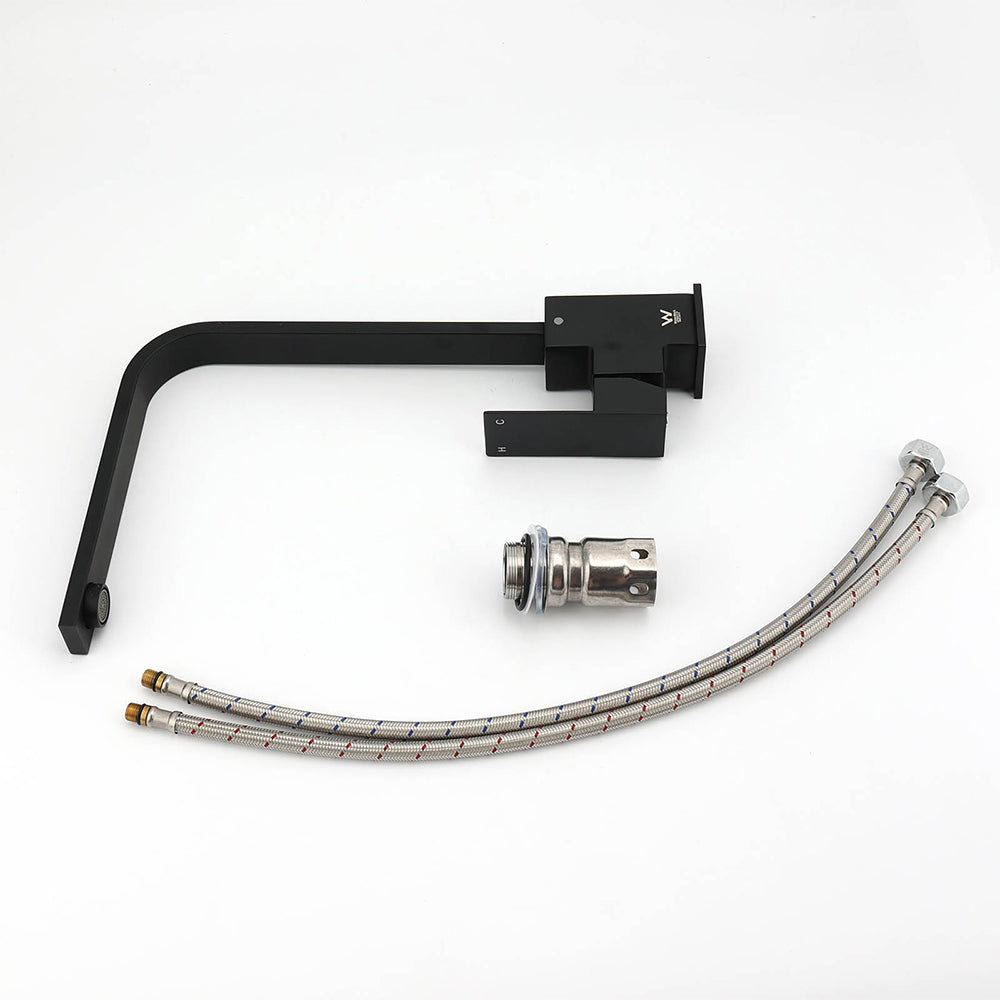 Shower Heads & Screens: Matt Black Square Gooseneck 360 Swivel Laundry Sink Kitchen Mixer Faucet Tapware