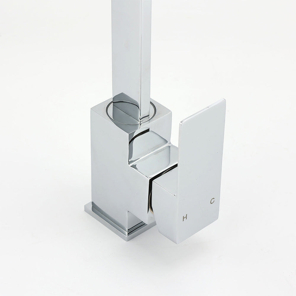 WELS Chrome Square Gooseneck Spout Swivel Laundry Sink Kitchen Mixer Faucet Tap