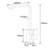 WELS Chrome Square Gooseneck Spout Swivel Laundry Sink Kitchen Mixer Faucet Tap