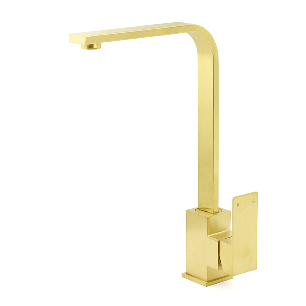 Shower Heads & Screens: WELS Brushed Gold Gooseneck 360º Swivel Laundry Sink Kitchen Mixer Faucet Tap
