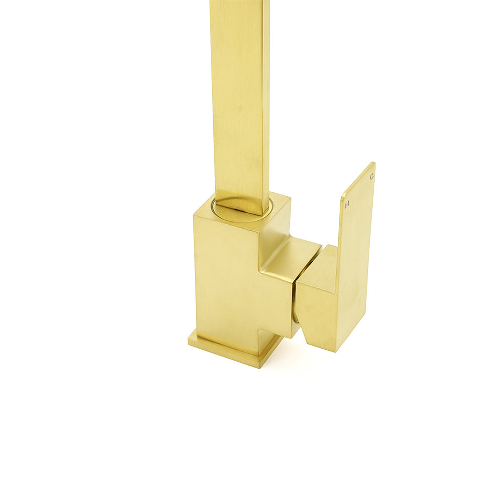 Shower Heads & Screens: WELS Brushed Gold Gooseneck 360º Swivel Laundry Sink Kitchen Mixer Faucet Tap