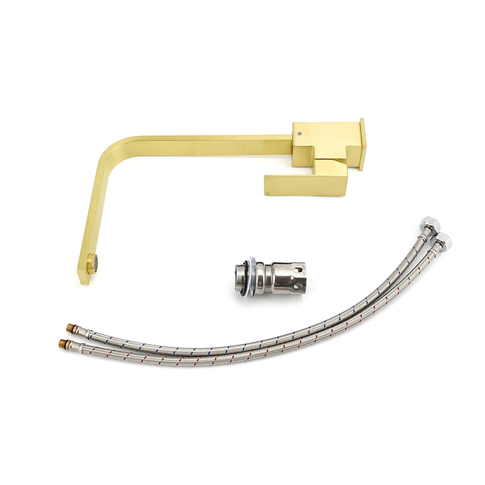 Shower Heads & Screens: WELS Brushed Gold Gooseneck 360º Swivel Laundry Sink Kitchen Mixer Faucet Tap