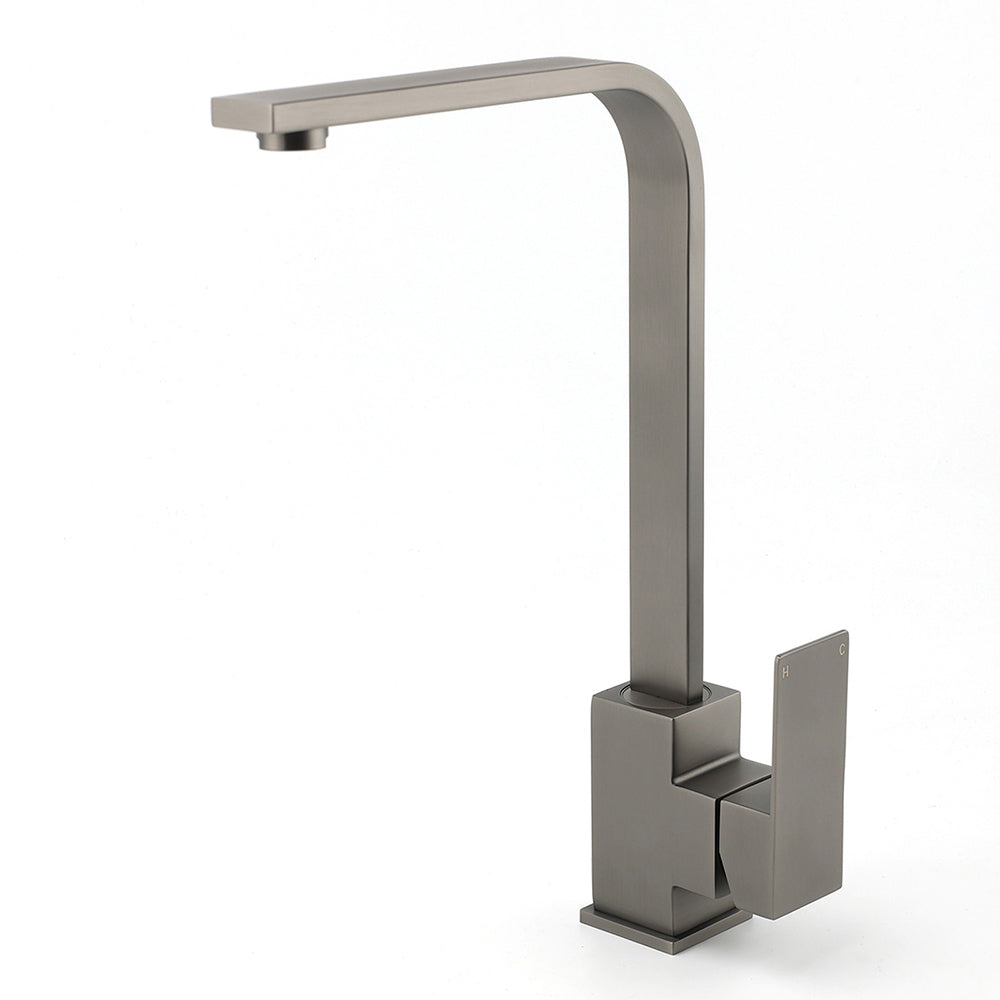Shower Heads & Screens: WELS Gun Metal Square Gooseneck Swivel Laundry Kitchen Mixer Faucet Sink Tap Set