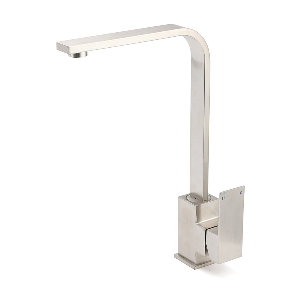 Shower Heads & Screens: WELS Square Kitchen Sink Laundry Mixer 360º Swivel Faucet Tap Set Brushed Nickel