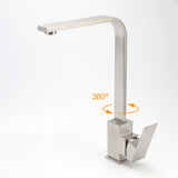 Shower Heads & Screens: WELS Square Kitchen Sink Laundry Mixer 360º Swivel Faucet Tap Set Brushed Nickel