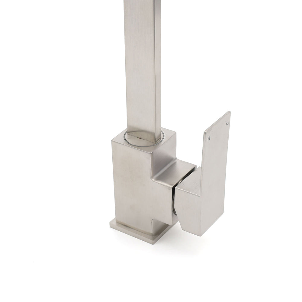 Shower Heads & Screens: WELS Square Kitchen Sink Laundry Mixer 360º Swivel Faucet Tap Set Brushed Nickel