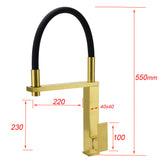 Shower Heads & Screens: Brushed Gold Tall Kitchen Sink Basin Mixer Swivel Faucet Tap Pull Out Spout Head