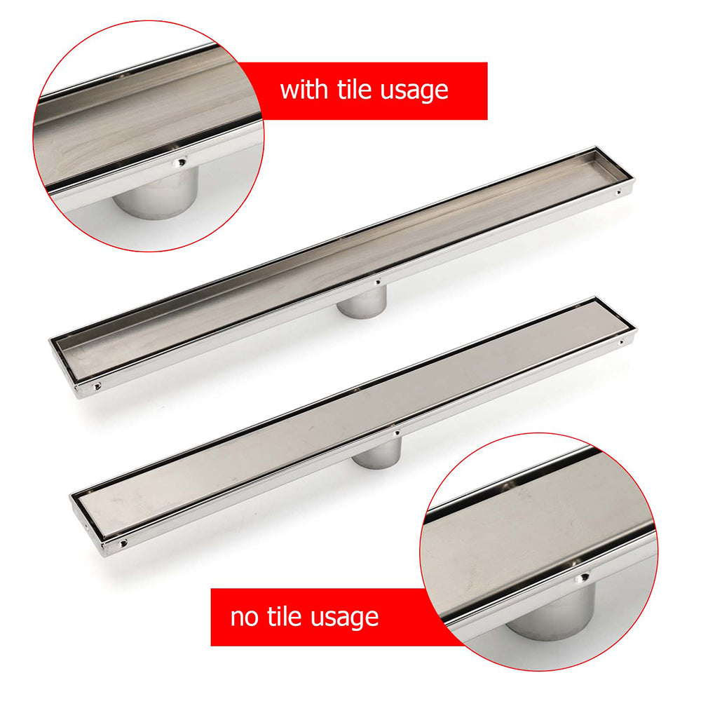 Shower Heads & Screens: 304 Stainless Steel 600mm Tile Insert Linear Shower Grate Floor Drain 50mm Waste