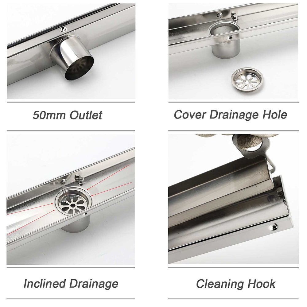 Shower Heads & Screens: 304 Stainless Steel 600mm Tile Insert Linear Shower Grate Floor Drain 50mm Waste