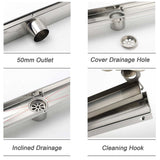 Shower Heads & Screens: 304 Stainless Steel 600mm Tile Insert Linear Shower Grate Floor Drain 50mm Waste