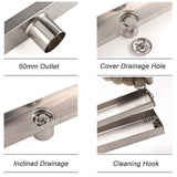 Shower Heads & Screens: 304 Stainless Steel 800mm Tile Insert Linear Shower Grate Floor Drain 50mm Waste