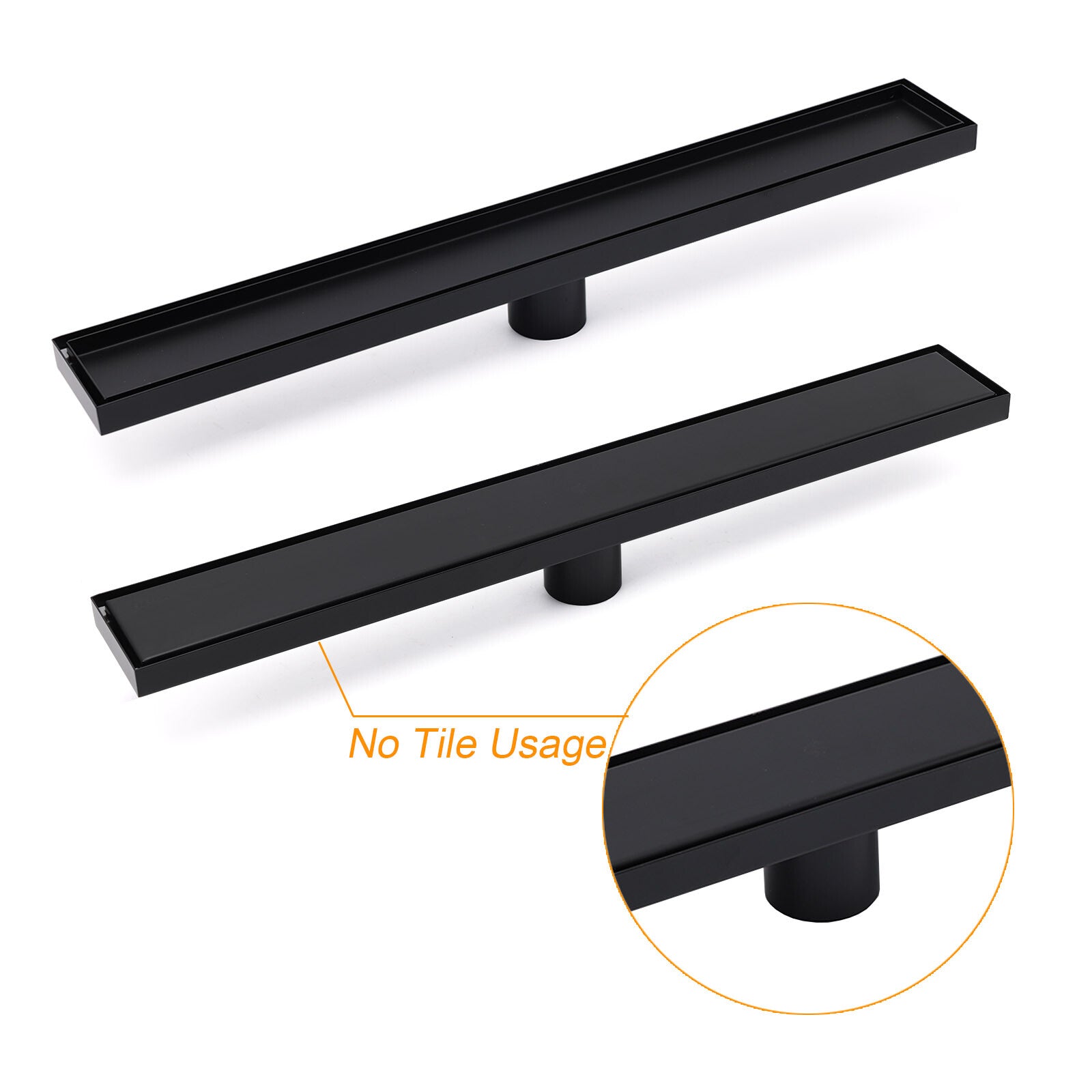 Matt Black 800mm Tile Insert Bathroom Floor Drain Shower Grate 50mm Outlet Waste