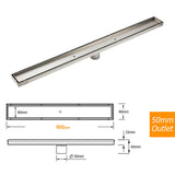 Shower Heads & Screens: WaterMark Brushed Steel 900mm Tile Insert Shower Grate Floor Drain 50mm Outlet