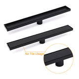 Matt Black 600mm Tile Insert Linear Shower Grate Floor Drain 50mm Waste Outlet