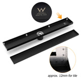 Matt Black 600mm Tile Insert Linear Shower Grate Floor Drain 50mm Waste Outlet