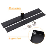 Matt Black 600mm Tile Insert Linear Shower Grate Floor Drain 50mm Waste Outlet