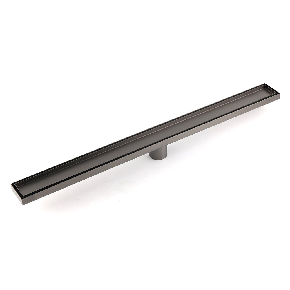 Shower Heads & Screens: Gun Metal Bathroom Tile Insert 800mm Linear Shower Grate Floor Drain 50mm Waste