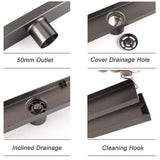 Shower Heads & Screens: Gun Metal 304 SUS 900mm Tile Insert Linear Shower Grate Floor Drain 50mm Waste