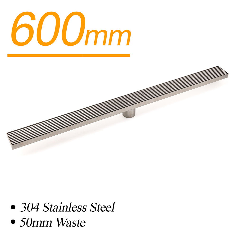 Shower Heads & Screens: Chrome Stainless Steel Shower Grate 600mm Sword Fence Floor Drain 50mm Outlet