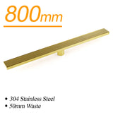 Shower Heads & Screens: Brushed Gold Bathroom 800mm Strip Fence Long Shower Grate Floor Drain 50mm Waste