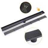 Shower Heads & Screens: Matt Black 800mm Strip Fence Shower Grate Floor Drain Central 50mm Waste Outlet