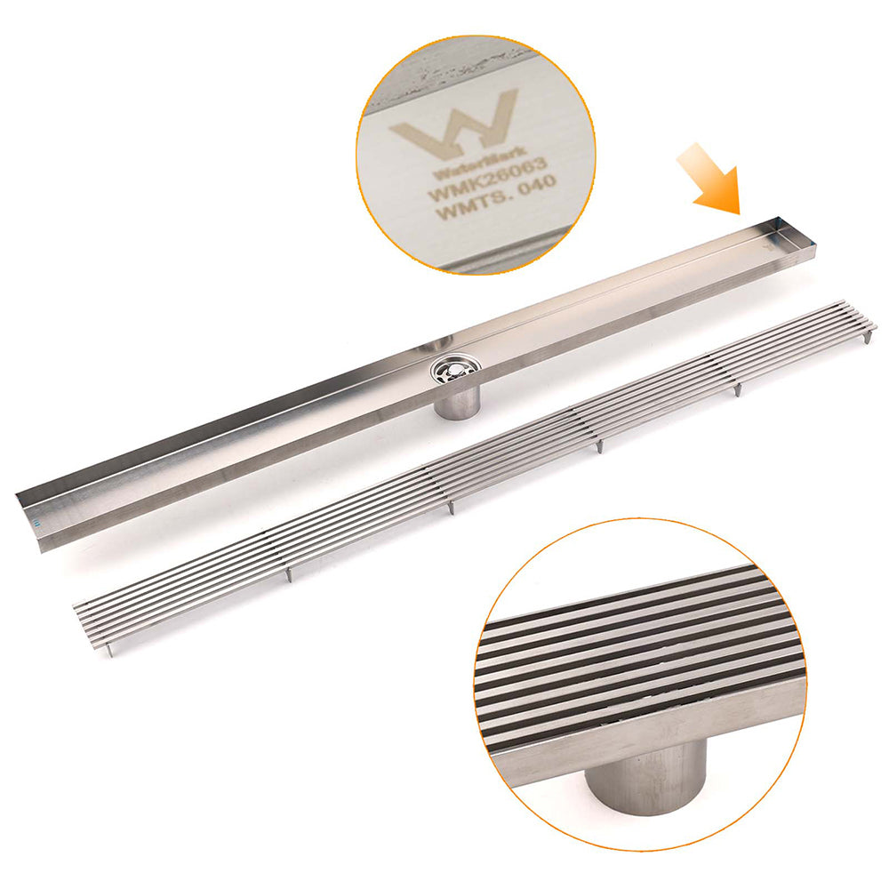 Bathroom Stainless Steel 800mm Strip Fence Shower Grate Floor Drain 50mm Outlet